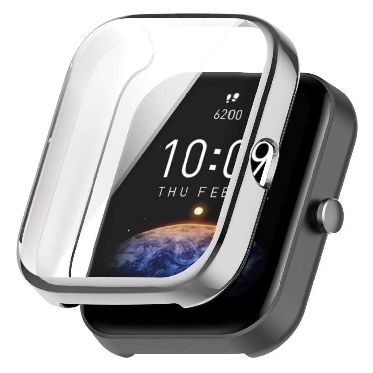 For Amazfit Bip 3 / Bip 3 Pro Universal Full Coverage TPU Electroplating Watch Protec ... (Silver)