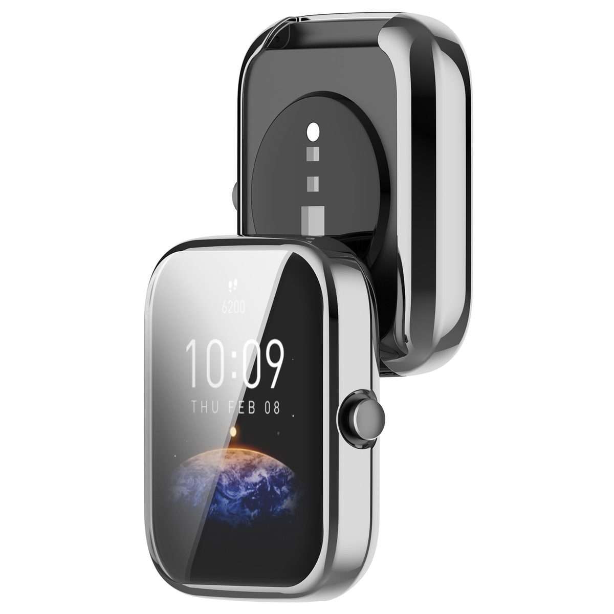 For Amazfit Bip 3 / Bip 3 Pro Universal Full Coverage TPU Electroplating Watch Protec ... (Silver)