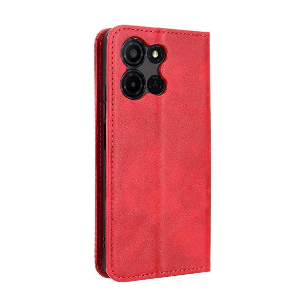 For TCL K32 5G / K33 5G Magnetic Buckle Retro Texture Leather Phone Case(Red)