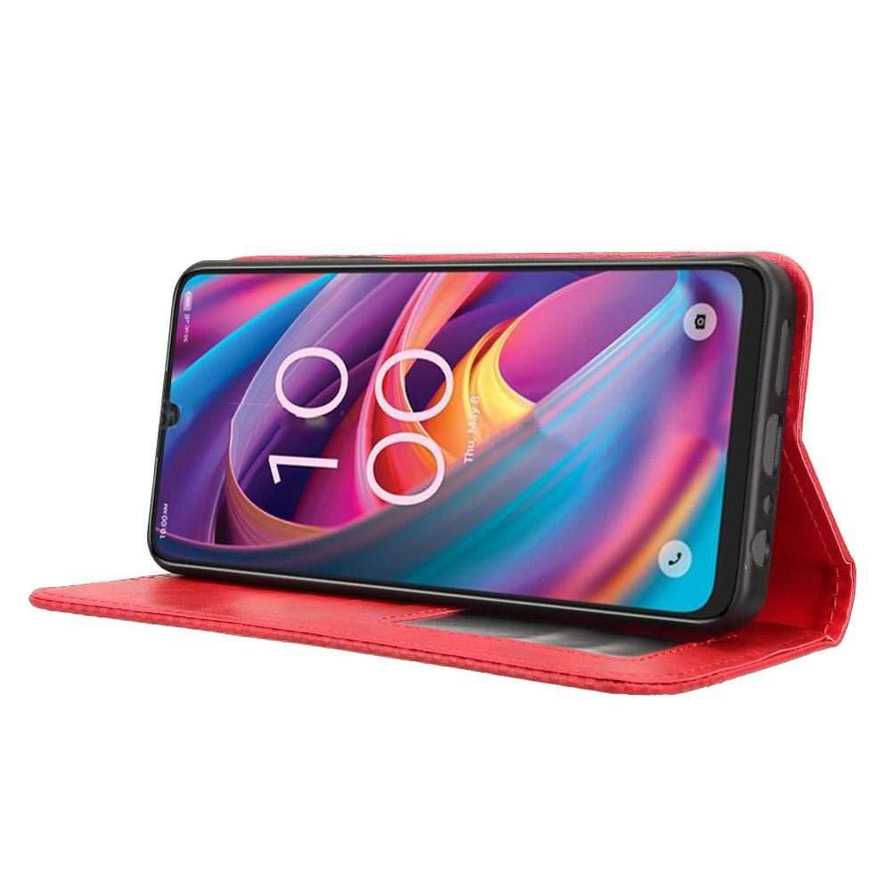 For TCL K32 5G / K33 5G Magnetic Buckle Retro Texture Leather Phone Case(Red)