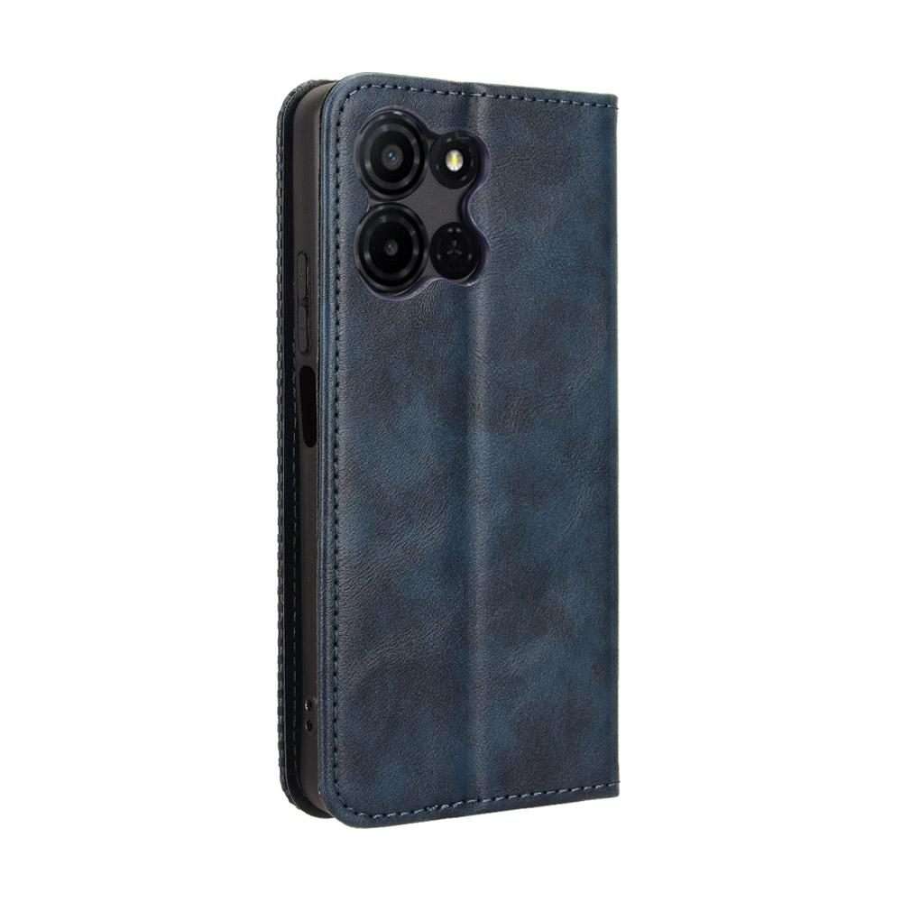For TCL K32 5G / K33 5G Magnetic Buckle Retro Texture Leather Phone Case(Blue)