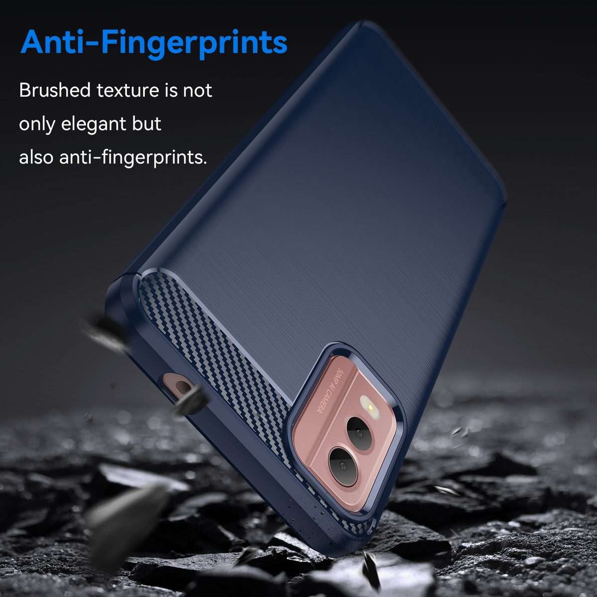 For Nokia C32 Brushed Texture Carbon Fiber TPU Phone Case(Blue)