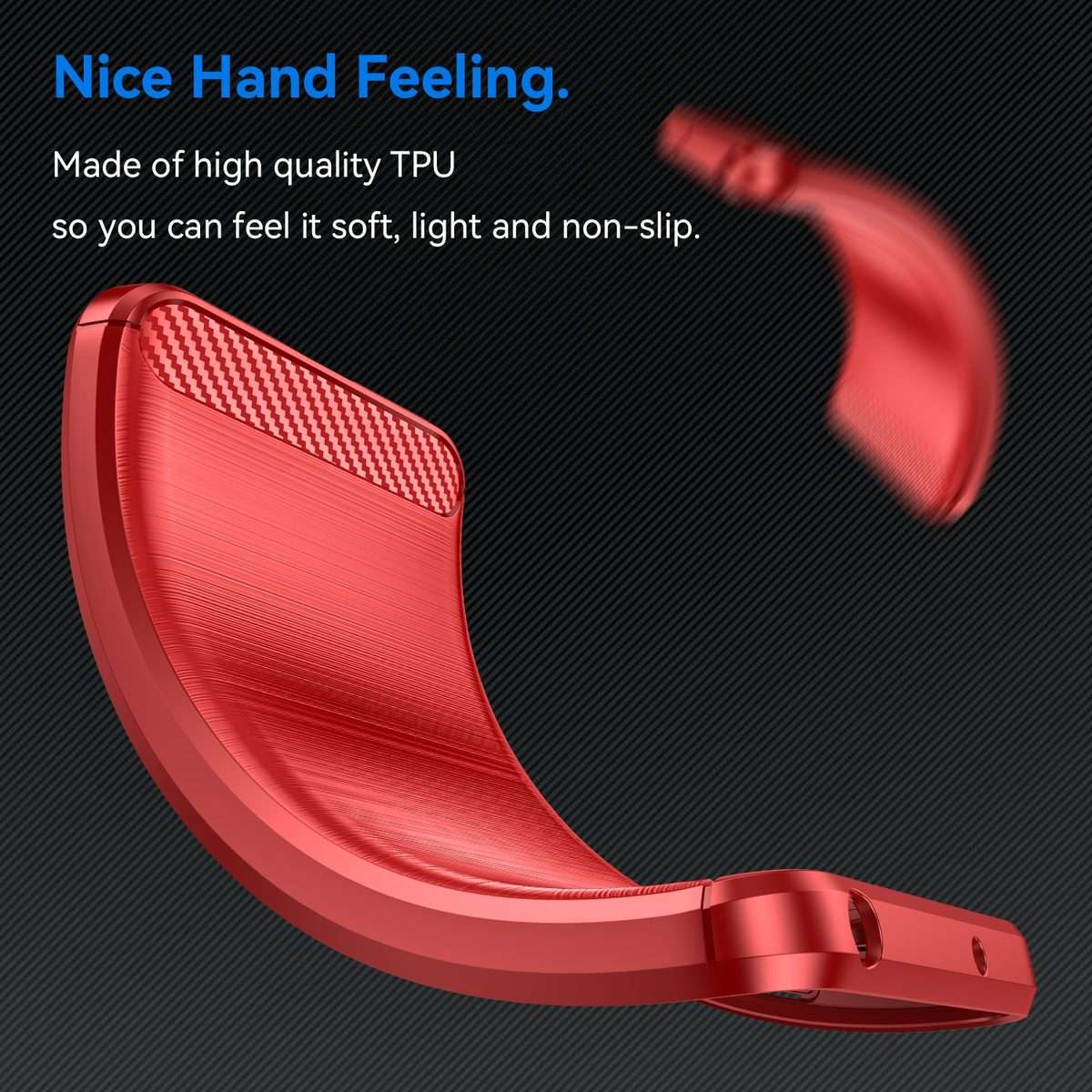 For Nokia C32 Brushed Texture Carbon Fiber TPU Phone Case(Red)