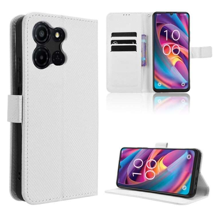For TCL K32 5G / K33 5G Diamond Texture Leather Phone Case(White)