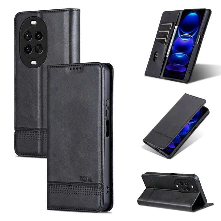 For Huawei Nova 14 Pro AZNS Magnetic Calf Texture Flip Leather Phone Case(Black)