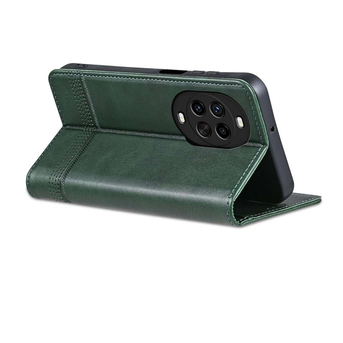 For Huawei Nova 14 Pro AZNS Magnetic Calf Texture Flip Leather Phone Case(Dark Green)