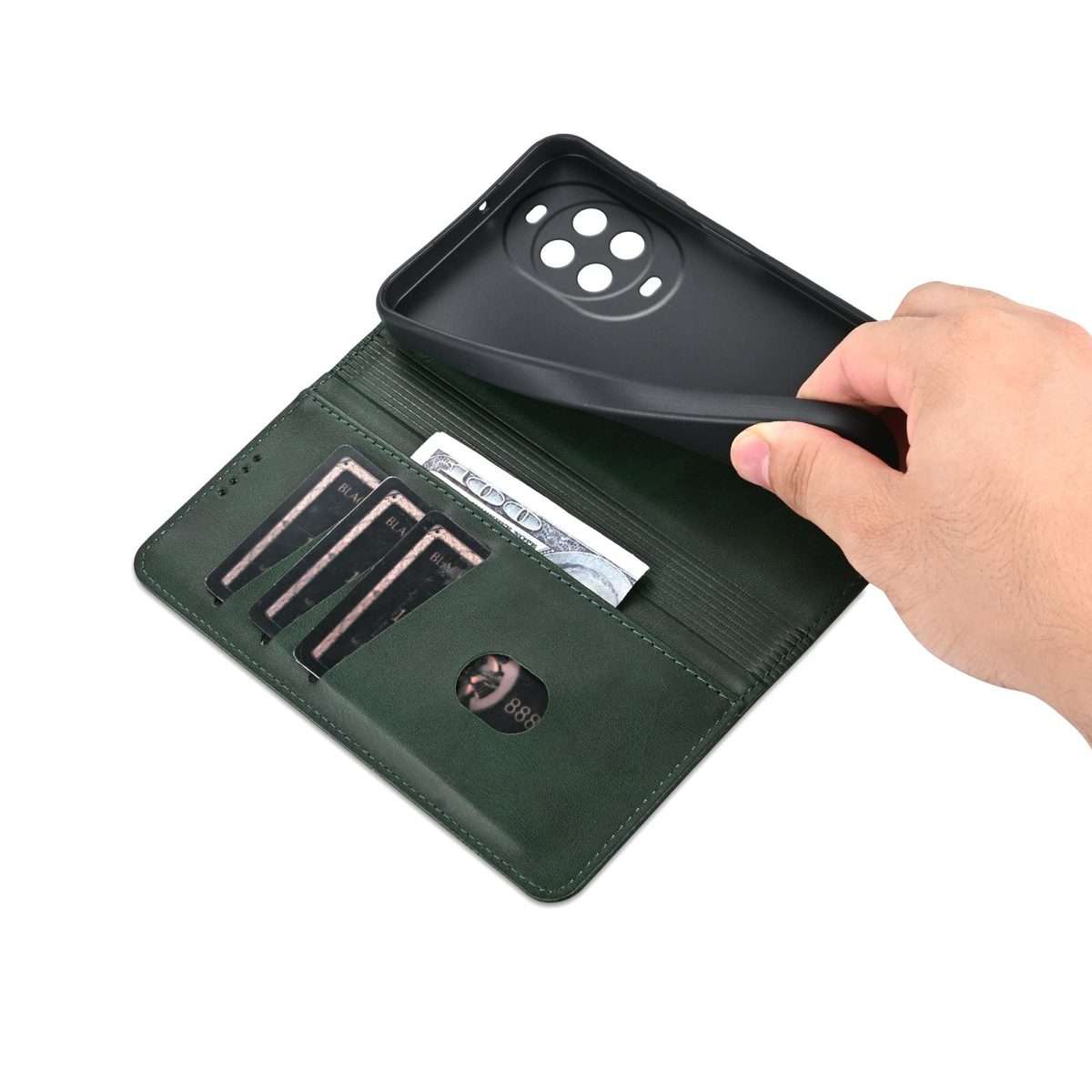 For Huawei Nova 14 Pro AZNS Magnetic Calf Texture Flip Leather Phone Case(Dark Green)