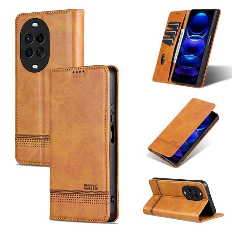 For Huawei Nova 14 Pro AZNS Magnetic Calf Texture Flip Leather Phone Case(Light Brown)