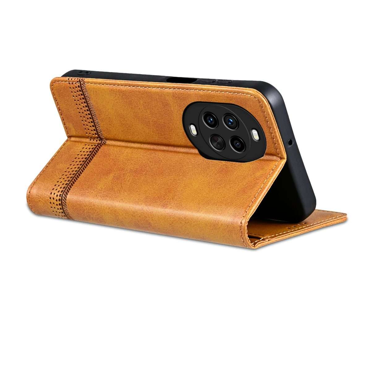 For Huawei Nova 14 Pro AZNS Magnetic Calf Texture Flip Leather Phone Case(Light Brown)