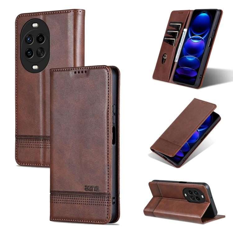 For Huawei Nova 14 Pro AZNS Magnetic Calf Texture Flip Leather Phone Case(Dark Brown)