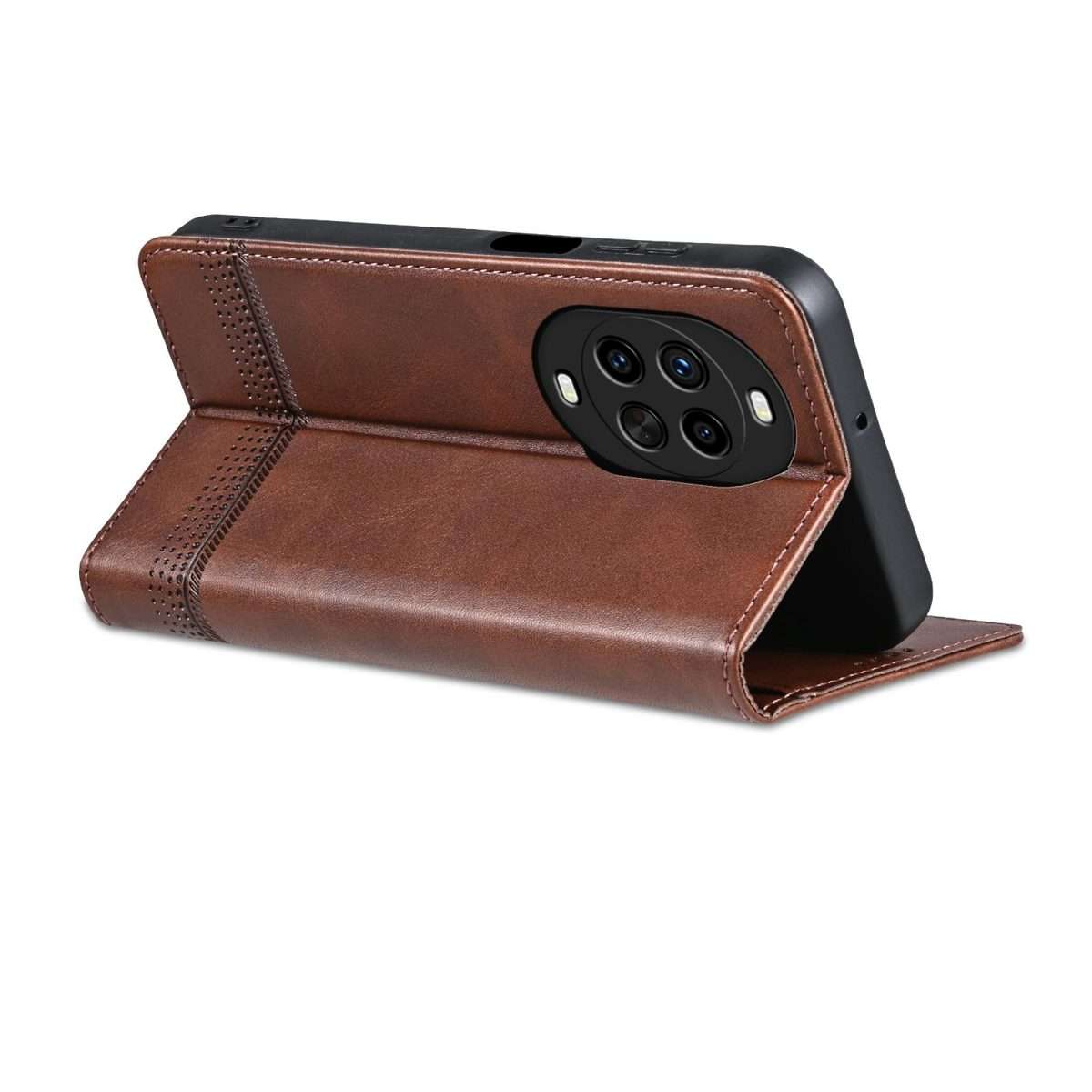 For Huawei Nova 14 Pro AZNS Magnetic Calf Texture Flip Leather Phone Case(Dark Brown)