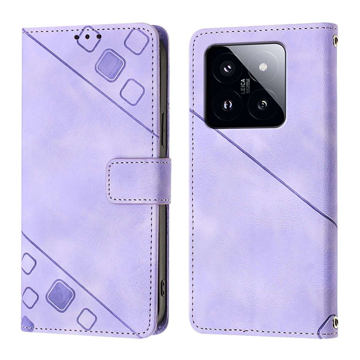 For Xiaomi 14 Pro Skin Feel Embossed Leather Phone Case(Light Purple)