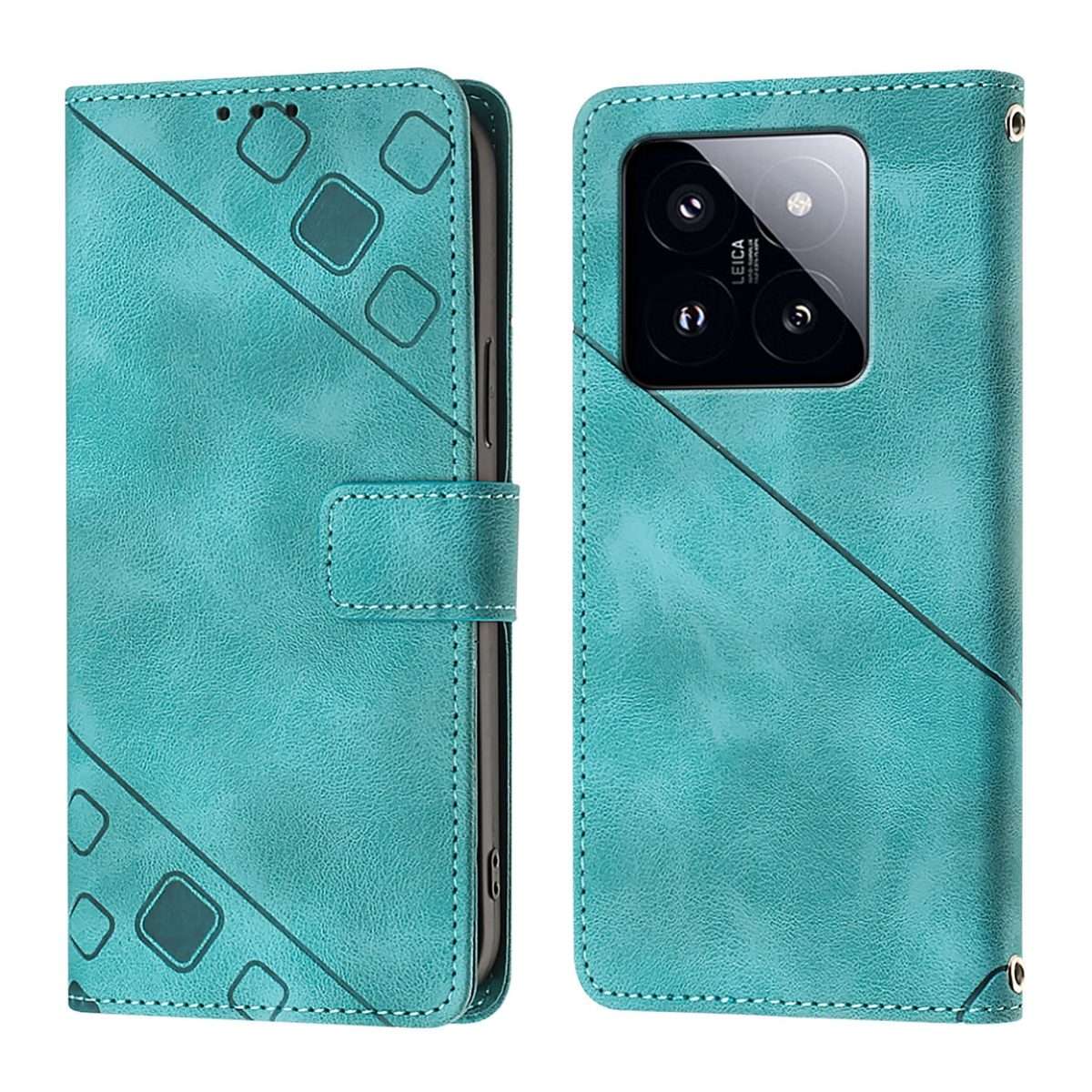 For Xiaomi 14 Pro Skin Feel Embossed Leather Phone Case(Green)