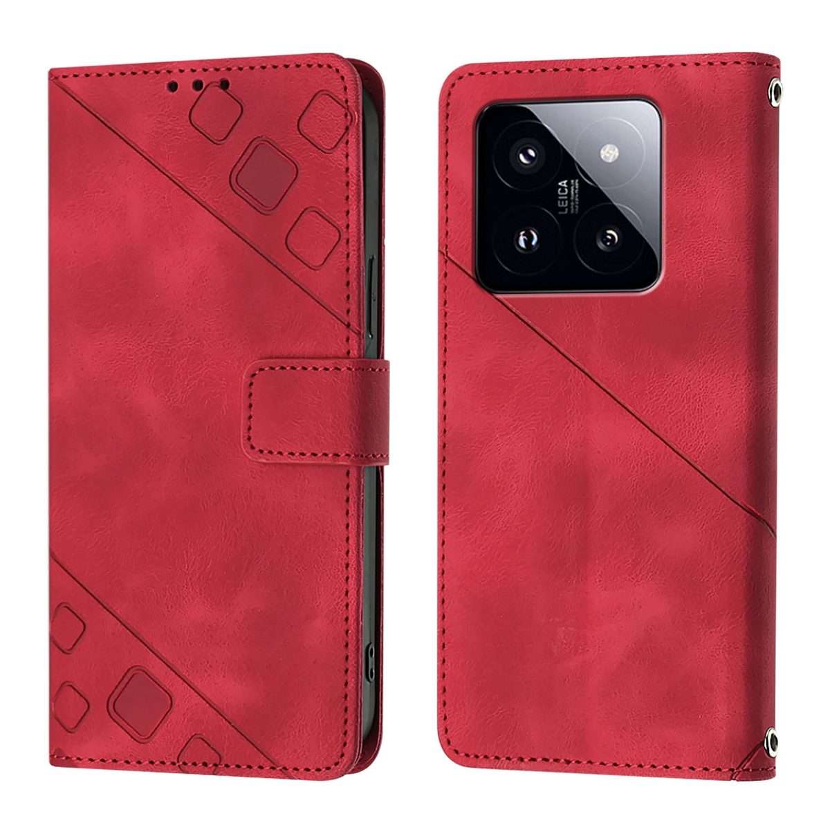 For Xiaomi 14 Pro Skin Feel Embossed Leather Phone Case(Red)
