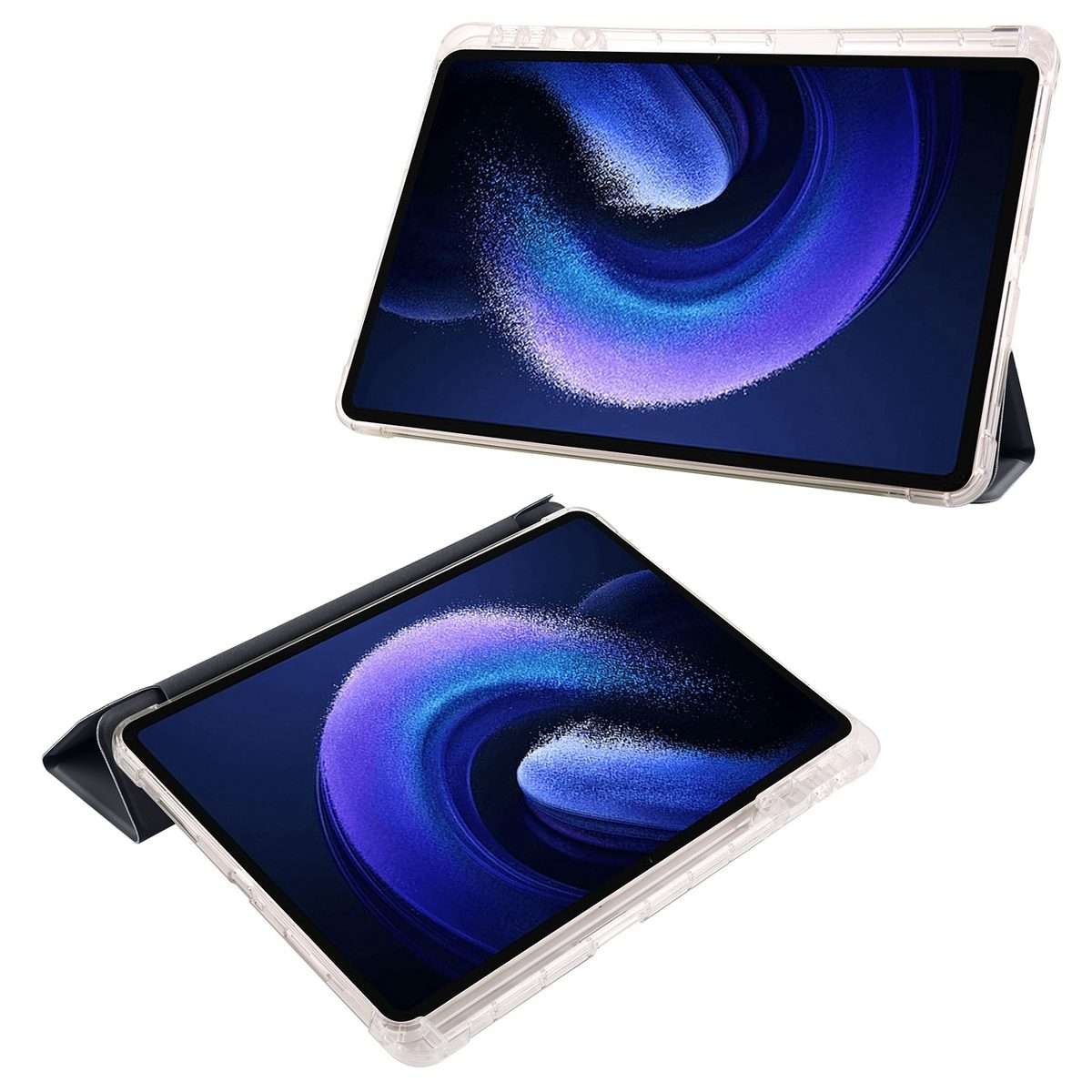 For Xiaomi Pad 7 / 7 Pro 3-fold Clear TPU Smart Leather Tablet Case with Pen Slot(Black)