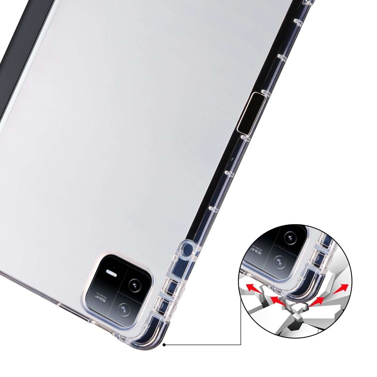 For Xiaomi Pad 7 / 7 Pro 3-fold Clear TPU Smart Leather Tablet Case with Pen Slot(Black)