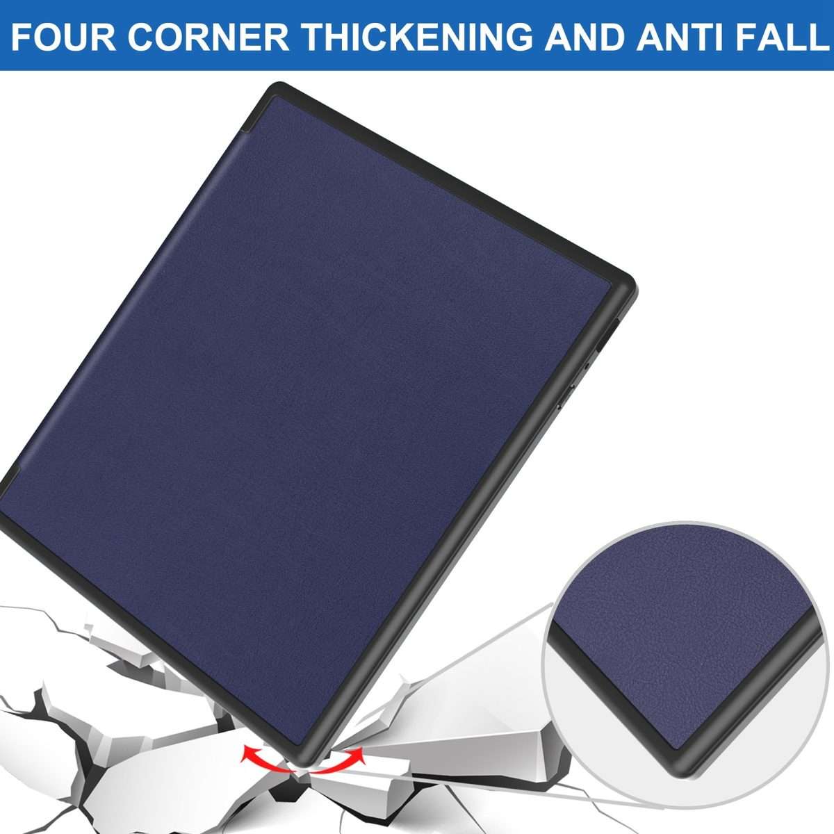 For Kobo Elipsa 2E Solid Color Deformation TPU Leather Smart Tablet Case(Dark Blue)