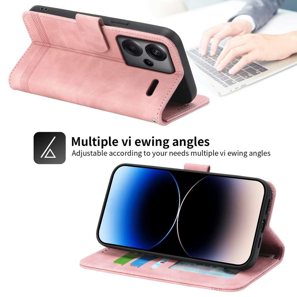 For Xiaomi Redmi Note 13 Pro+ Dierfeng Dream Line TPU + PU Leather Phone Case(Pink)