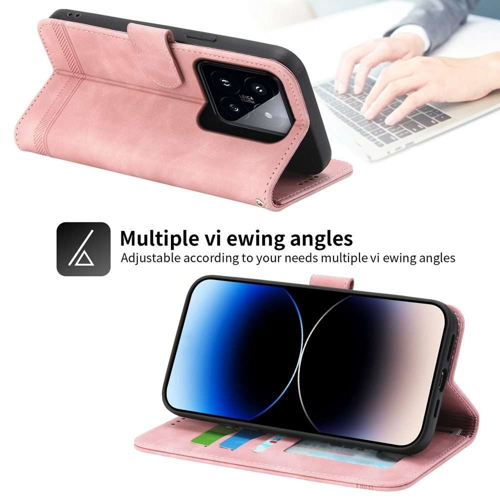 For Xiaomi 14 Pro Dierfeng Dream Line TPU + PU Leather Phone Case(Pink)