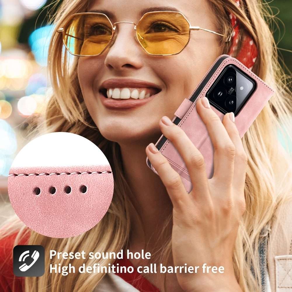 For Xiaomi 14 Pro Dierfeng Dream Line TPU + PU Leather Phone Case(Pink)