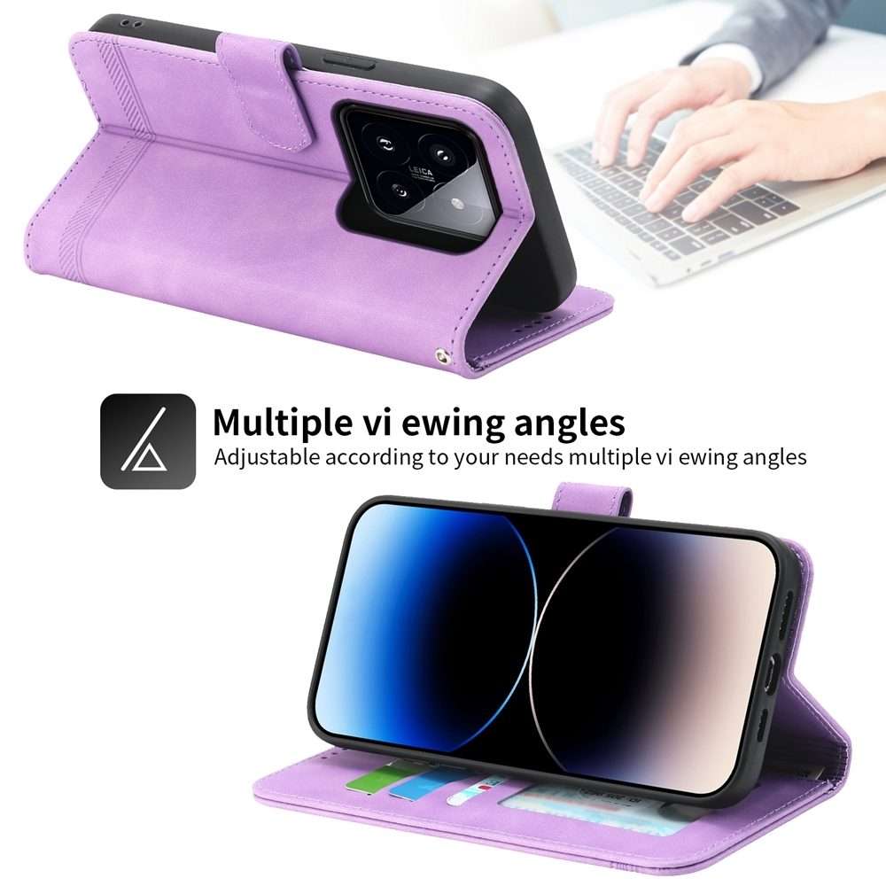 For Xiaomi 14 Pro Dierfeng Dream Line TPU + PU Leather Phone Case(Purple)