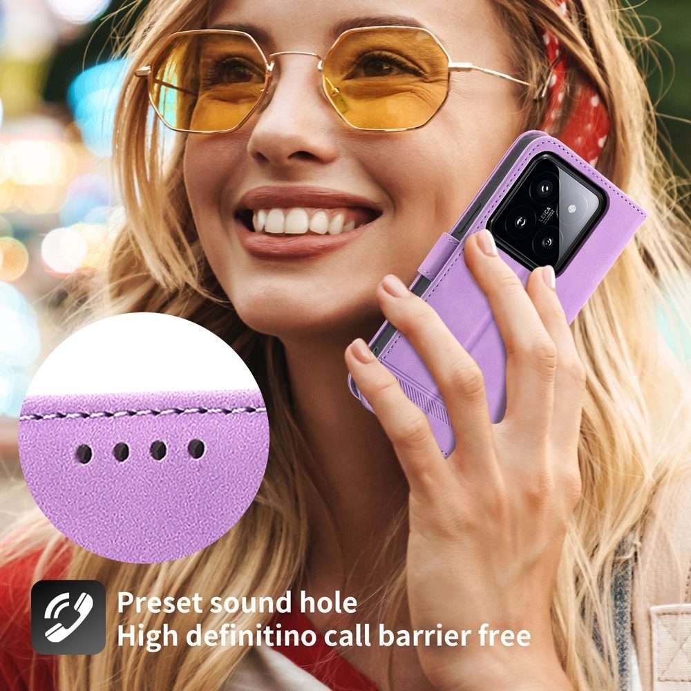 For Xiaomi 14 Pro Dierfeng Dream Line TPU + PU Leather Phone Case(Purple)