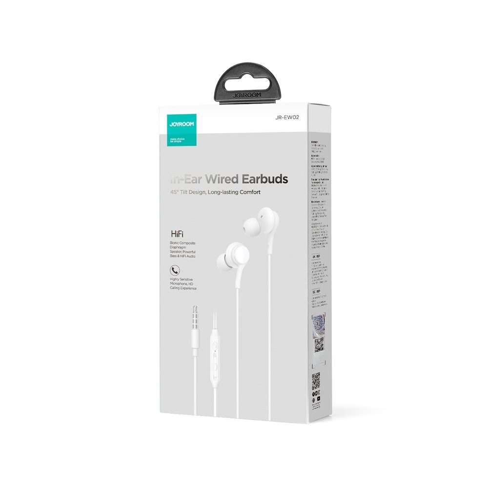 JOYRO0M JR-EW02 3.5mm In-Ear Wired Earphone, Length: 1.2m(White)