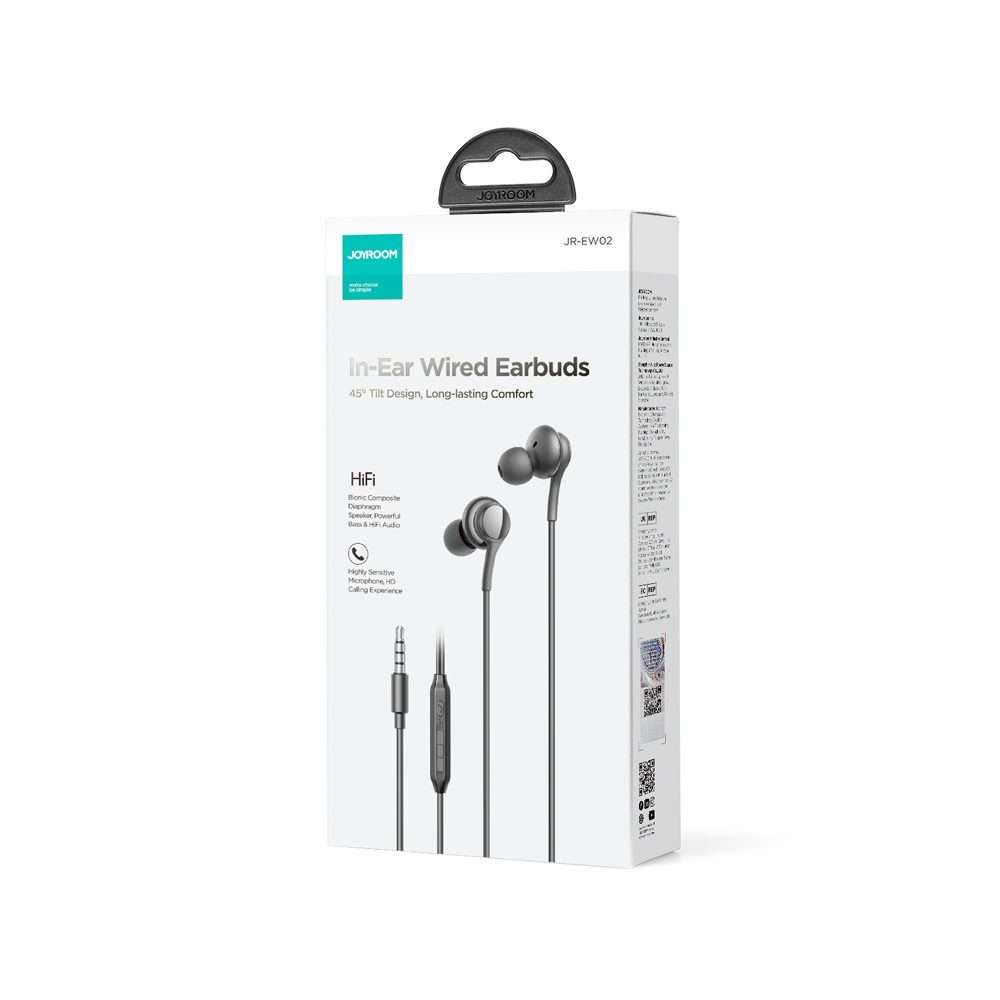 JOYRO0M JR-EW02 3.5mm In-Ear Wired Earphone, Length: 1.2m(Black)