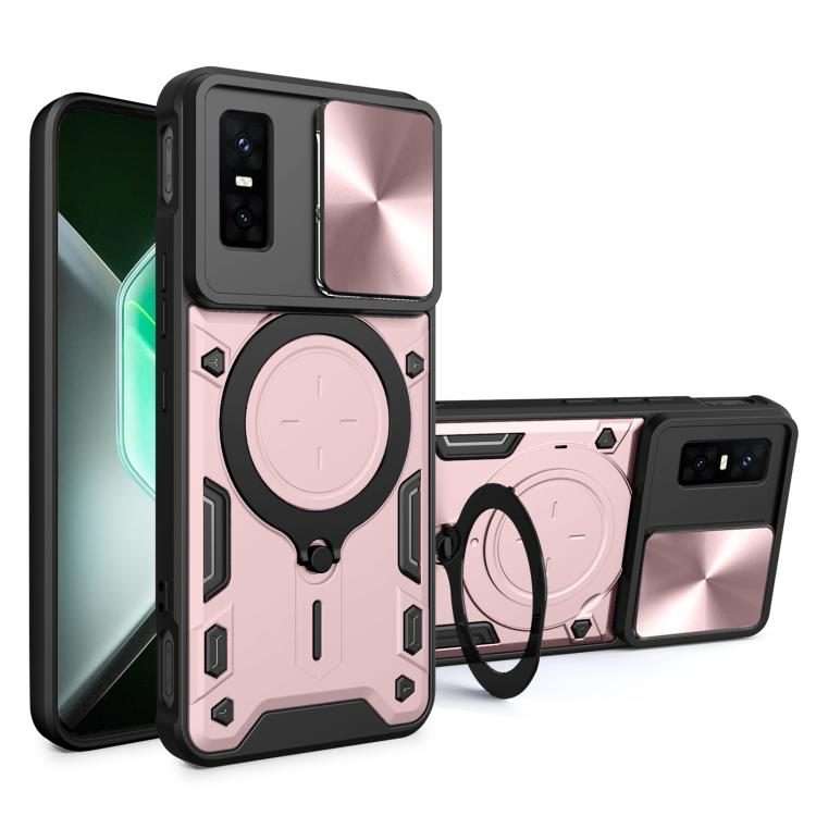 For Infinix GT 30 Pro CD Texture Sliding Camshield Magnetic Holder Phone Case(Pink)
