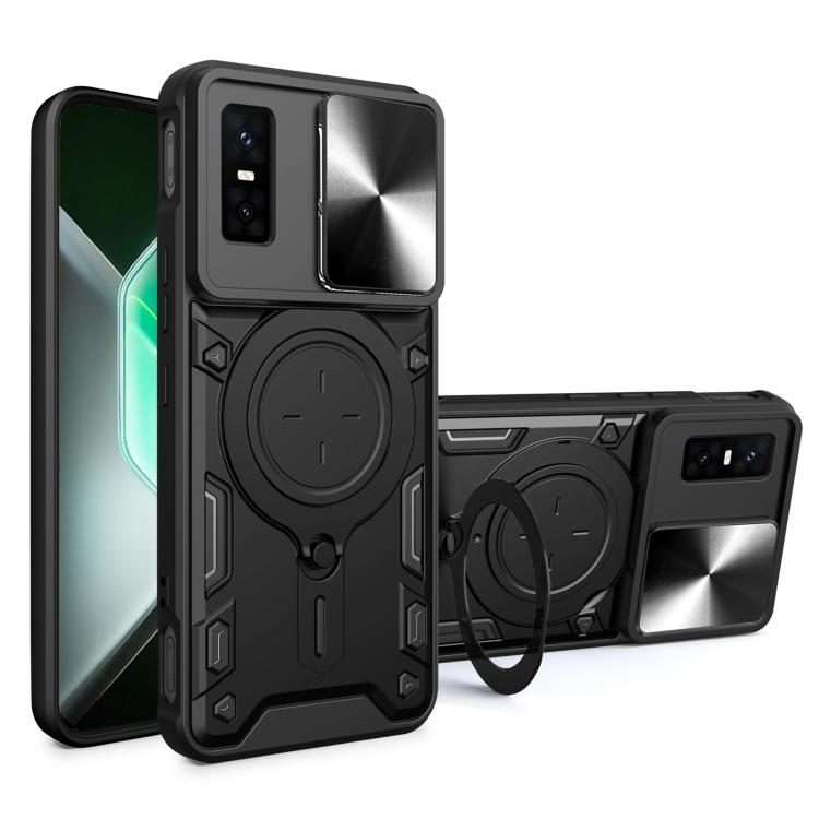 For Infinix GT 30 Pro CD Texture Sliding Camshield Magnetic Holder Phone Case(Black)