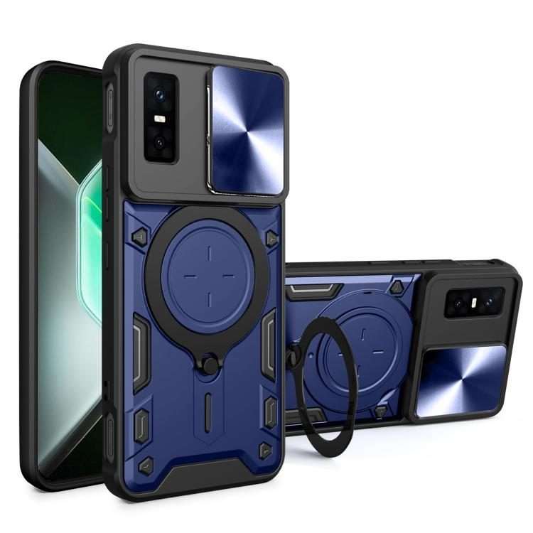 For Infinix GT 30 Pro CD Texture Sliding Camshield Magnetic Holder Phone Case(Blue)