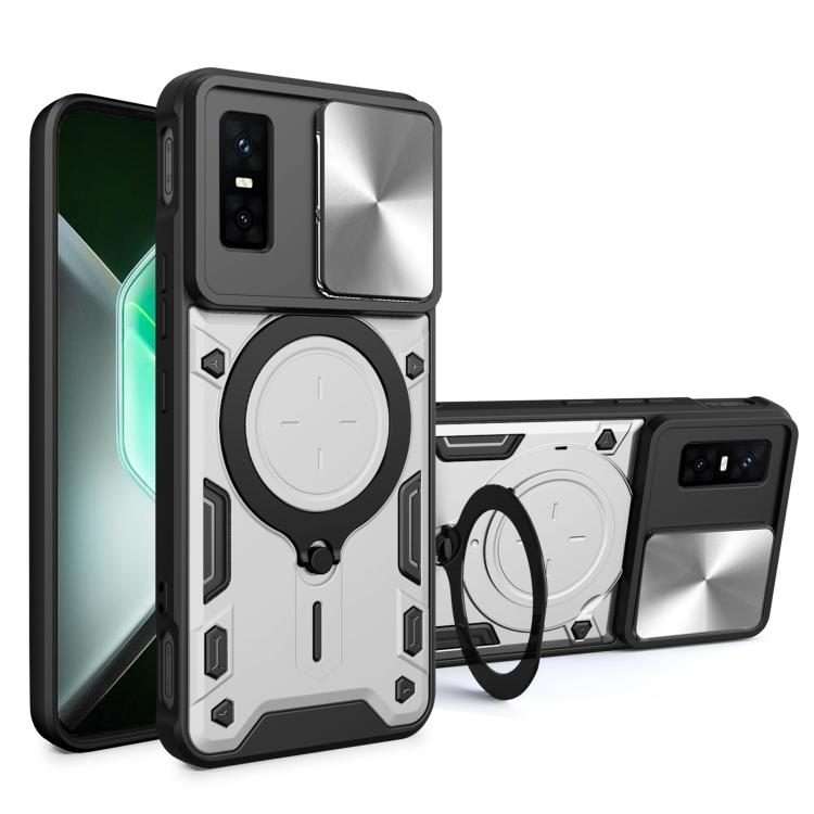 For Infinix GT 30 Pro CD Texture Sliding Camshield Magnetic Holder Phone Case(Silver)