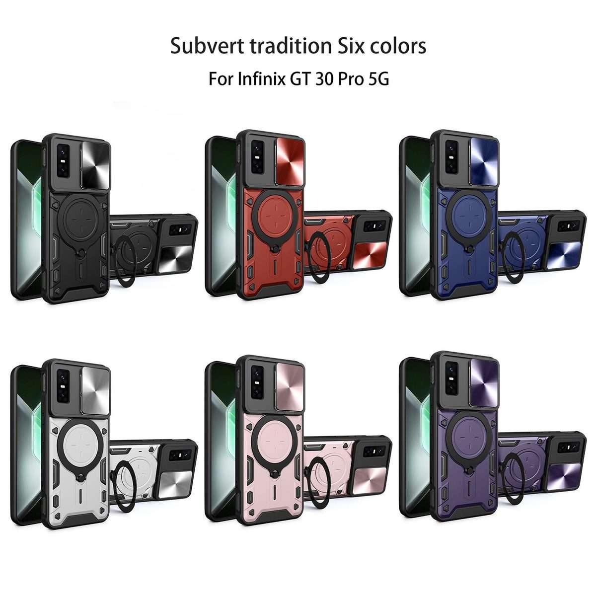 For Infinix GT 30 Pro CD Texture Sliding Camshield Magnetic Holder Phone Case(Silver)