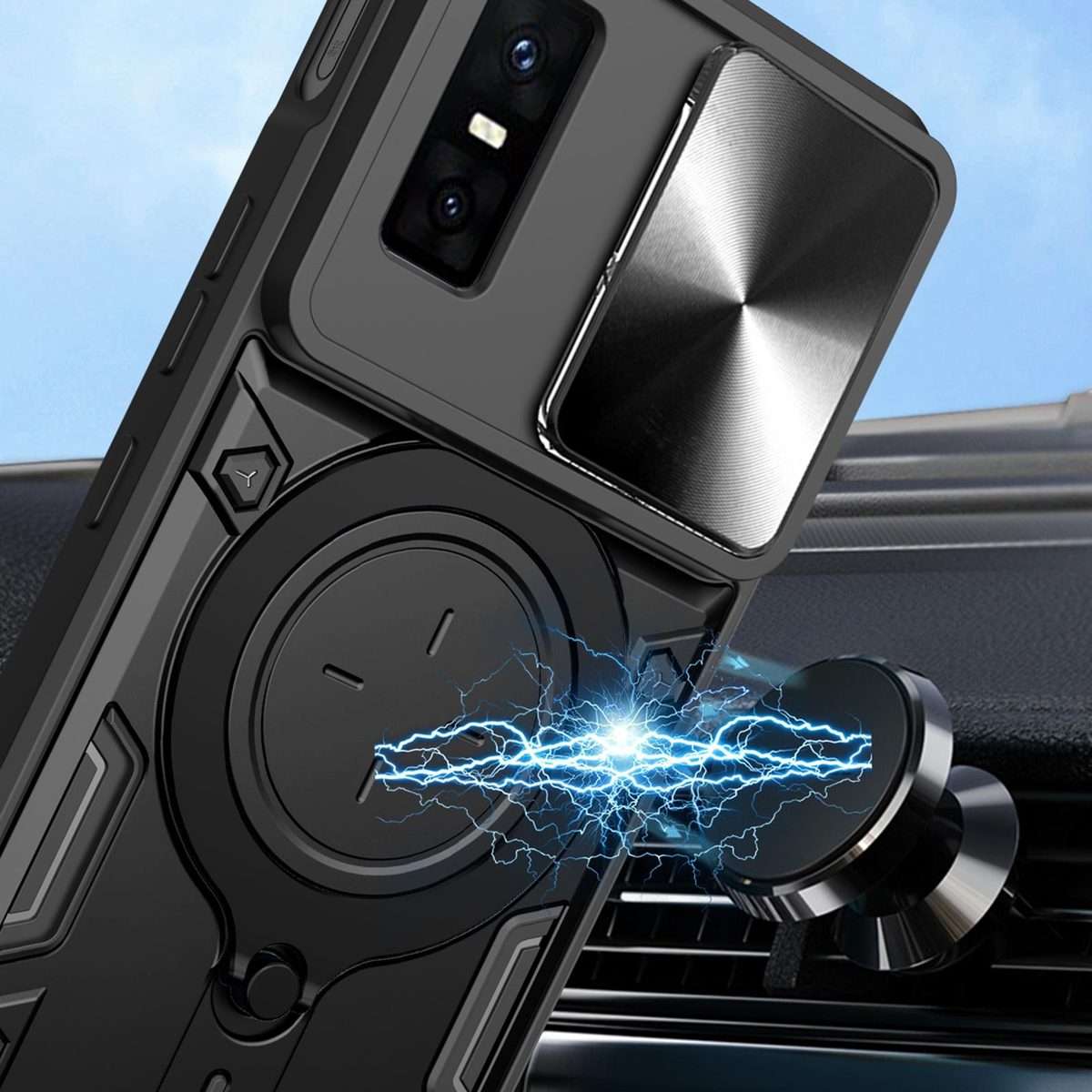 For Infinix GT 30 Pro CD Texture Sliding Camshield Magnetic Holder Phone Case(Silver)