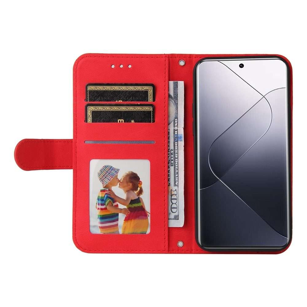 For Xiaomi 14 Pro Skin Feel Life Tree Metal Button Leather Phone Case(Red)