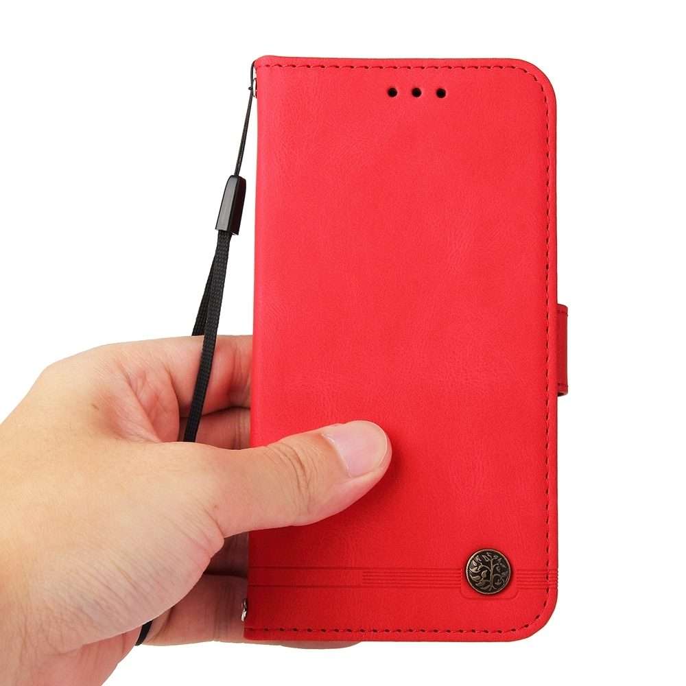 For Xiaomi 14 Pro Skin Feel Life Tree Metal Button Leather Phone Case(Red)