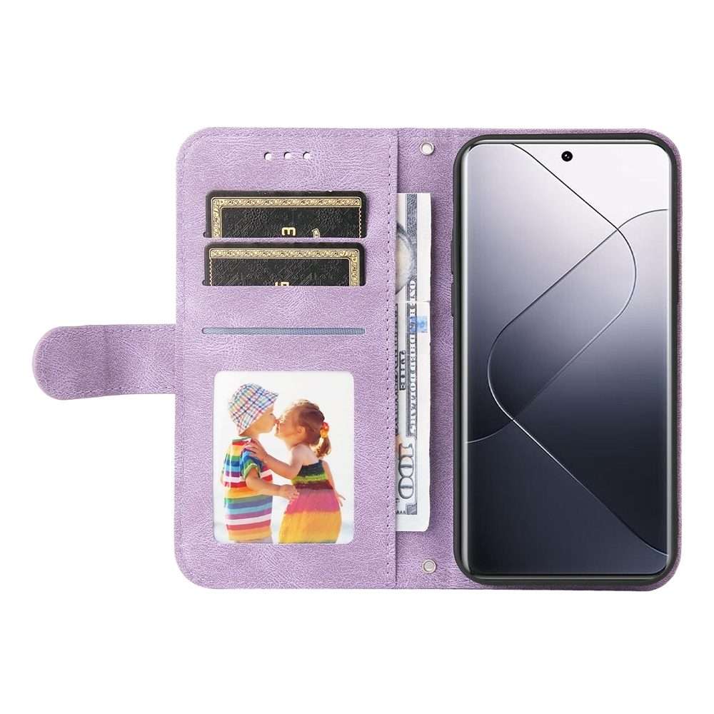 For Xiaomi 14 Pro Skin Feel Life Tree Metal Button Leather Phone Case(Purple)