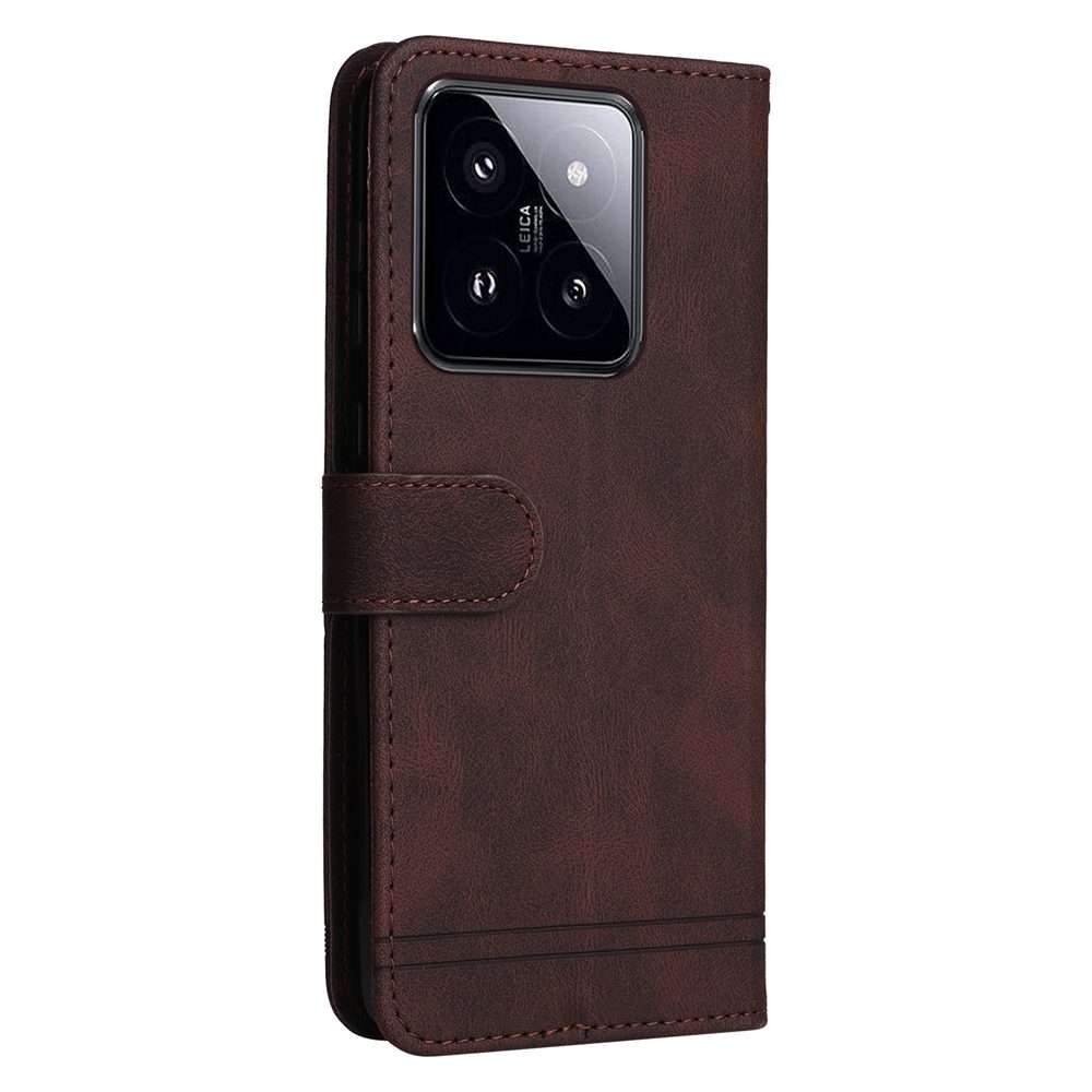 For Xiaomi 14 Pro Skin Feel Life Tree Metal Button Leather Phone Case(Brown)