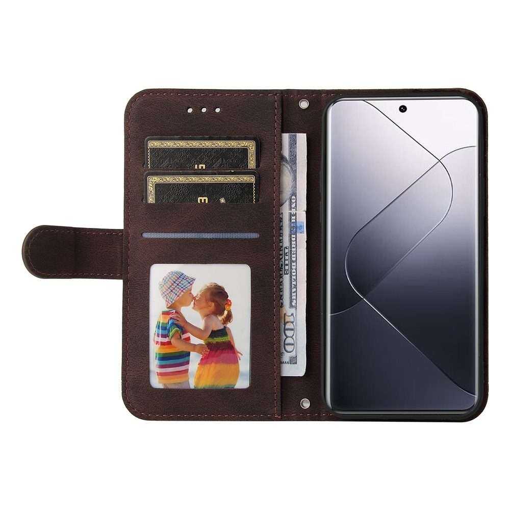 For Xiaomi 14 Pro Skin Feel Life Tree Metal Button Leather Phone Case(Brown)