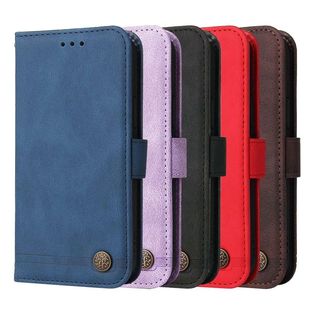 For Xiaomi 14 Pro Skin Feel Life Tree Metal Button Leather Phone Case(Brown)