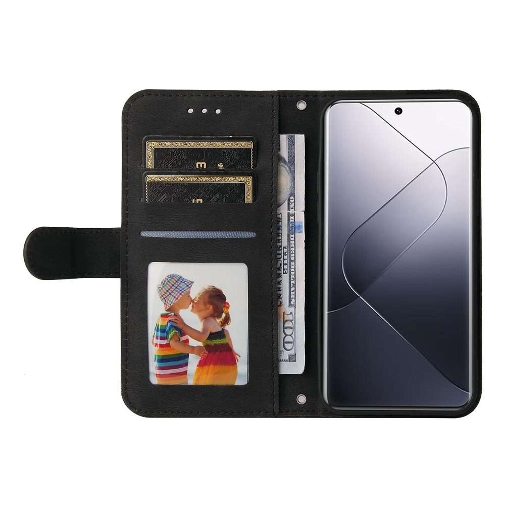 For Xiaomi 14 Pro Skin Feel Life Tree Metal Button Leather Phone Case(Black)