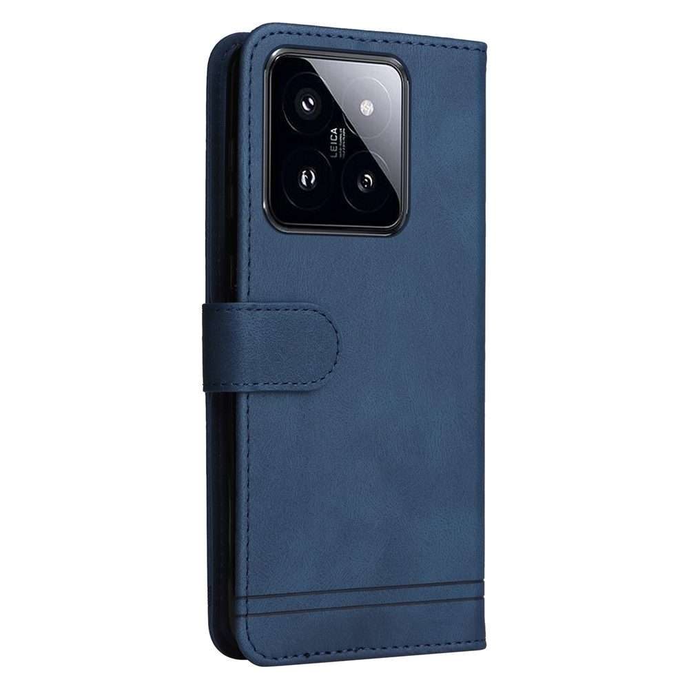 For Xiaomi 14 Pro Skin Feel Life Tree Metal Button Leather Phone Case(Blue)