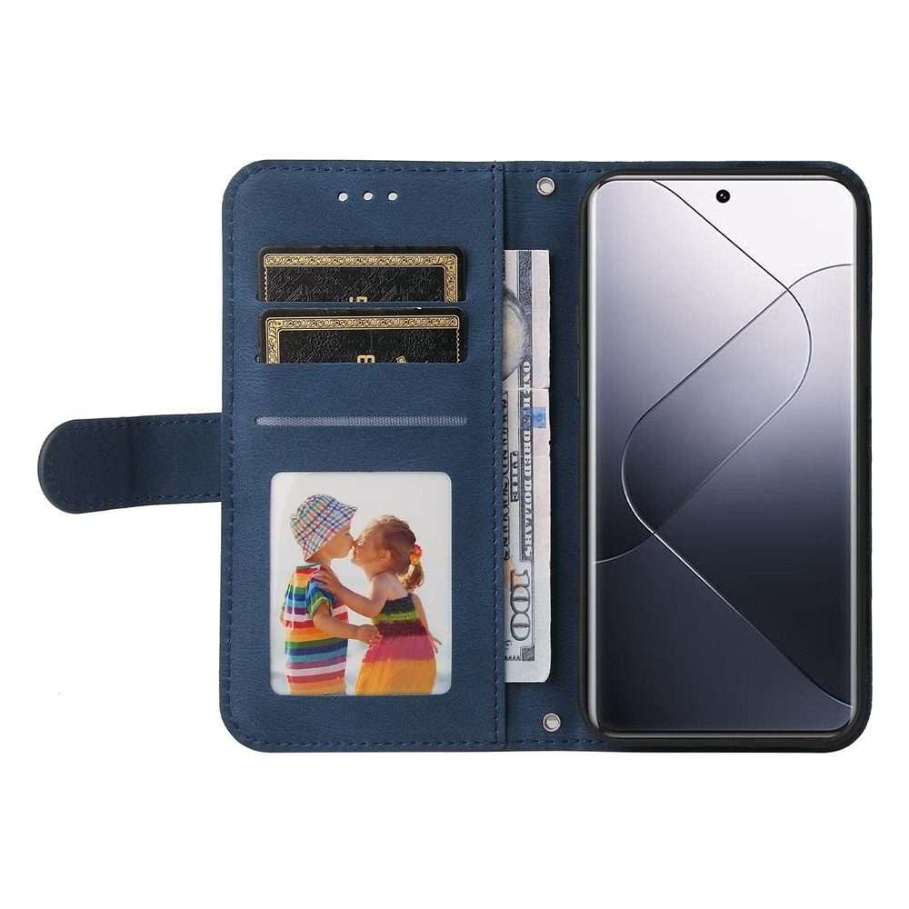 For Xiaomi 14 Pro Skin Feel Life Tree Metal Button Leather Phone Case(Blue)