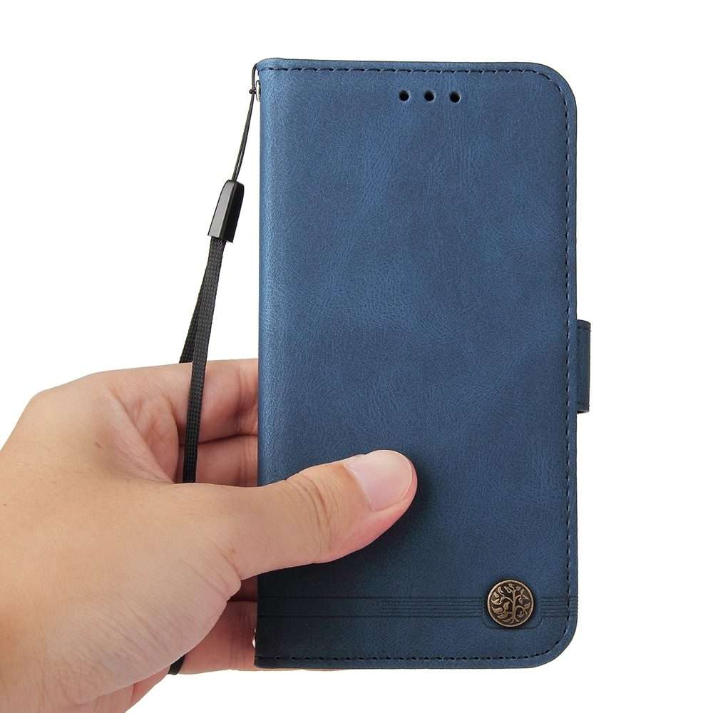 For Xiaomi 14 Pro Skin Feel Life Tree Metal Button Leather Phone Case(Blue)