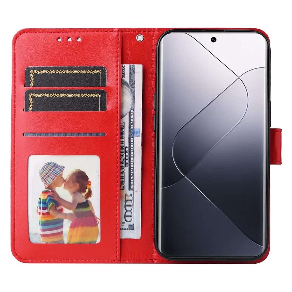 For Xiaomi 14 Pro Embossed Sunflower Leather Phone Case(Red)