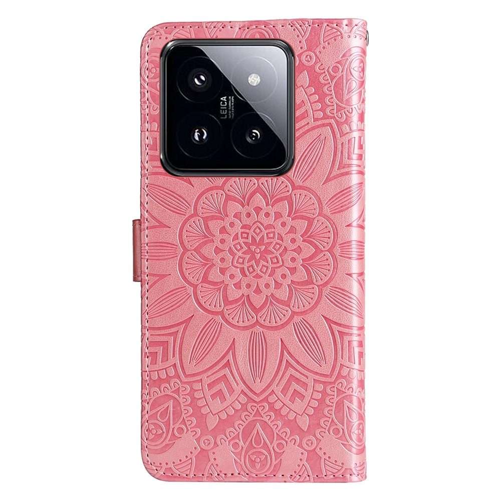 For Xiaomi 14 Pro Embossed Sunflower Leather Phone Case(Rose Gold)
