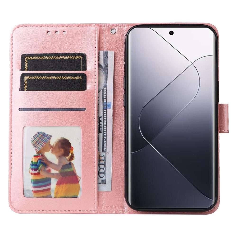 For Xiaomi 14 Pro Embossed Sunflower Leather Phone Case(Rose Gold)