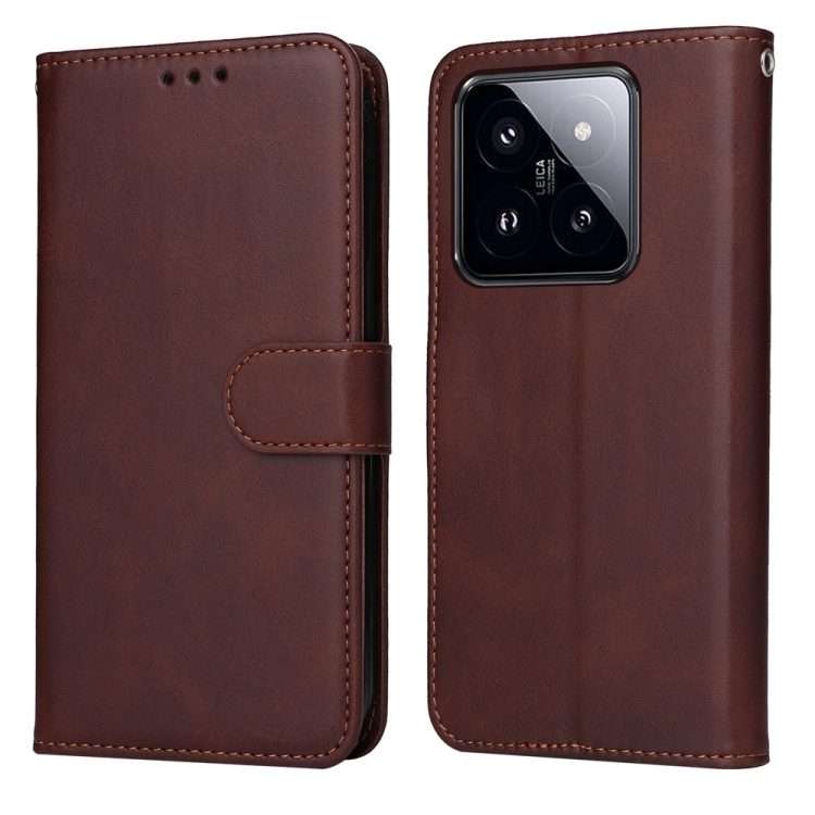 For Xiaomi 14 Pro Classic Calf Texture Flip Leather Phone Case(Brown)