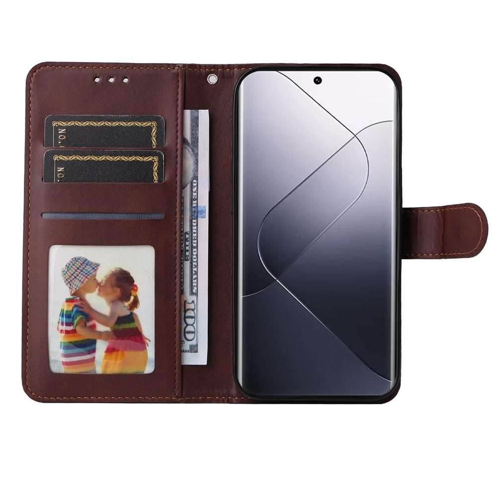 For Xiaomi 14 Pro Classic Calf Texture Flip Leather Phone Case(Brown)