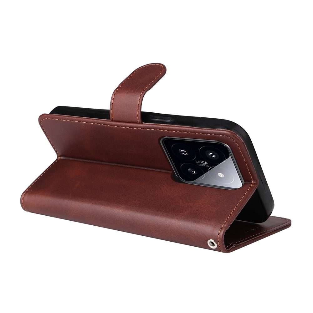 For Xiaomi 14 Pro Classic Calf Texture Flip Leather Phone Case(Brown)